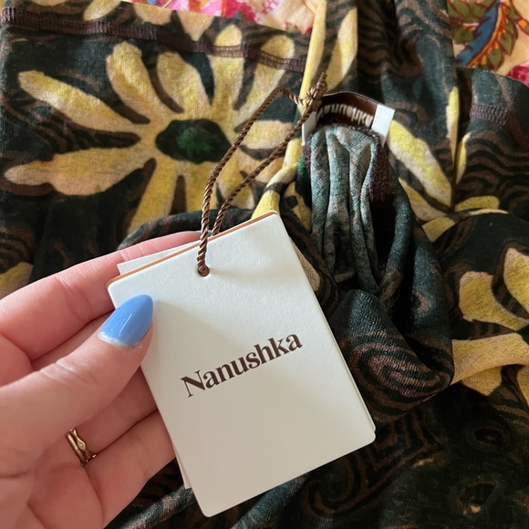 Nanushka Floral Patterned Henri Top in Green and Yellow - Picture 4 of 6